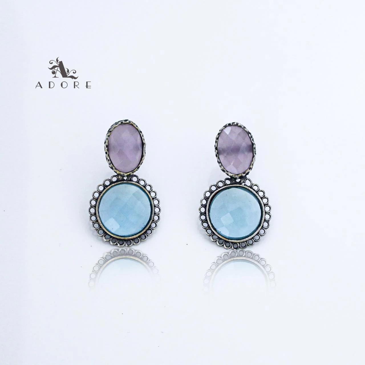 Silver Oval And Round Glossy Earring - Image 14