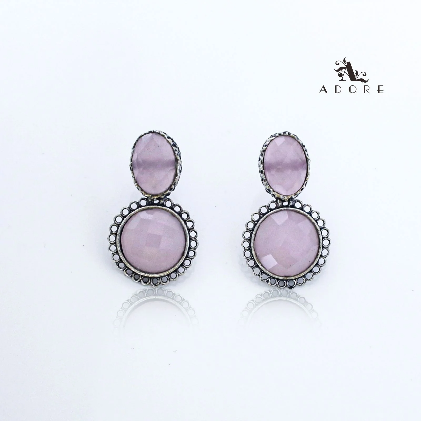 Silver Oval And Round Glossy Earring - Image 15