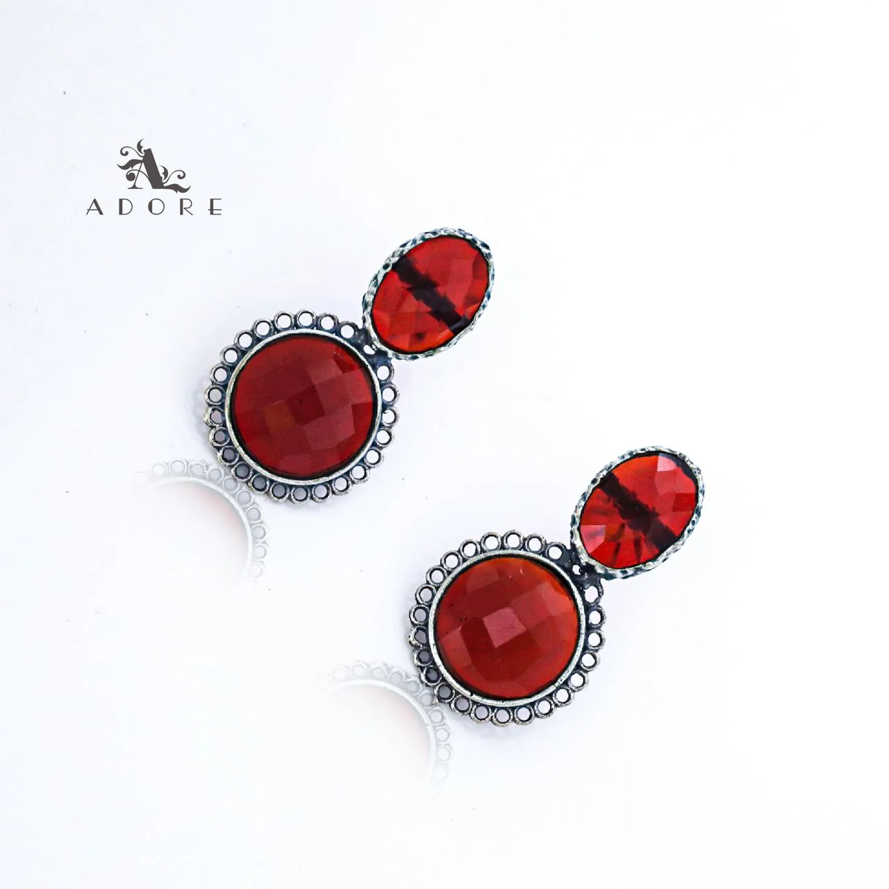 Silver Oval And Round Glossy Earring - Image 16