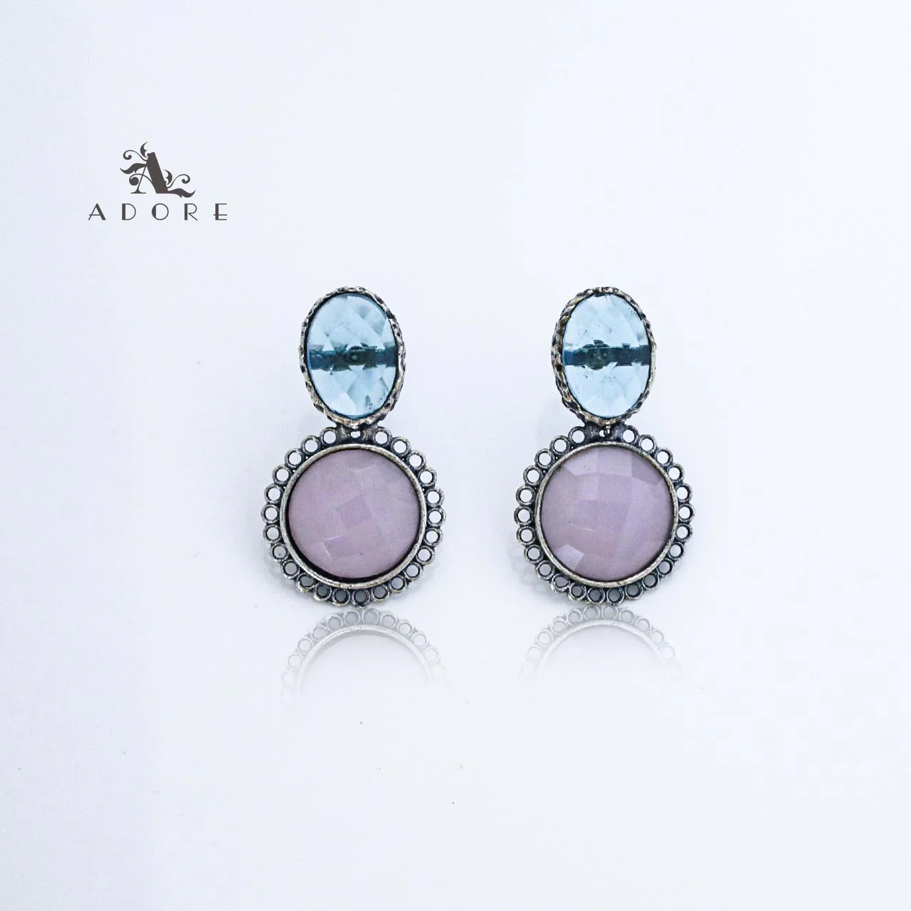 Silver Oval And Round Glossy Earring - Image 8