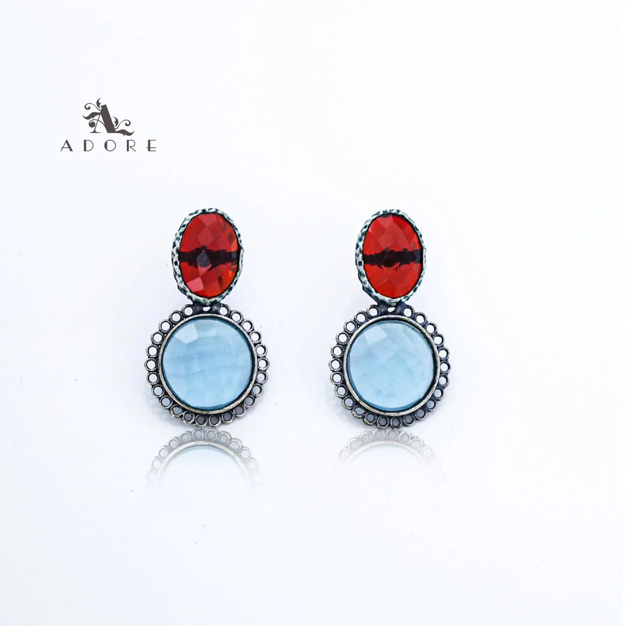 Silver Oval And Round Glossy Earring - Image 9