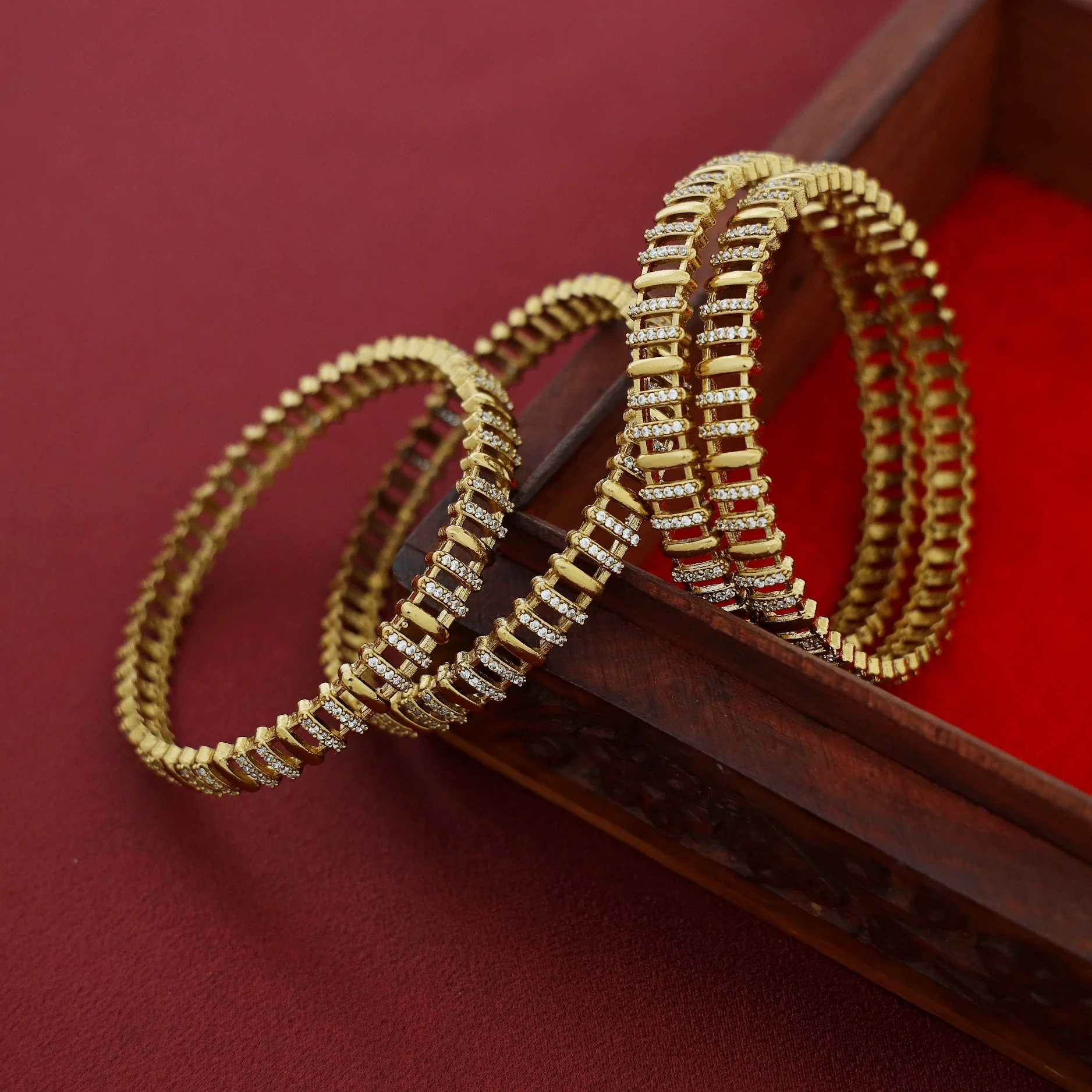 Simran AD Stone Striped Bangle ( Set Of 4 ) - Image 3
