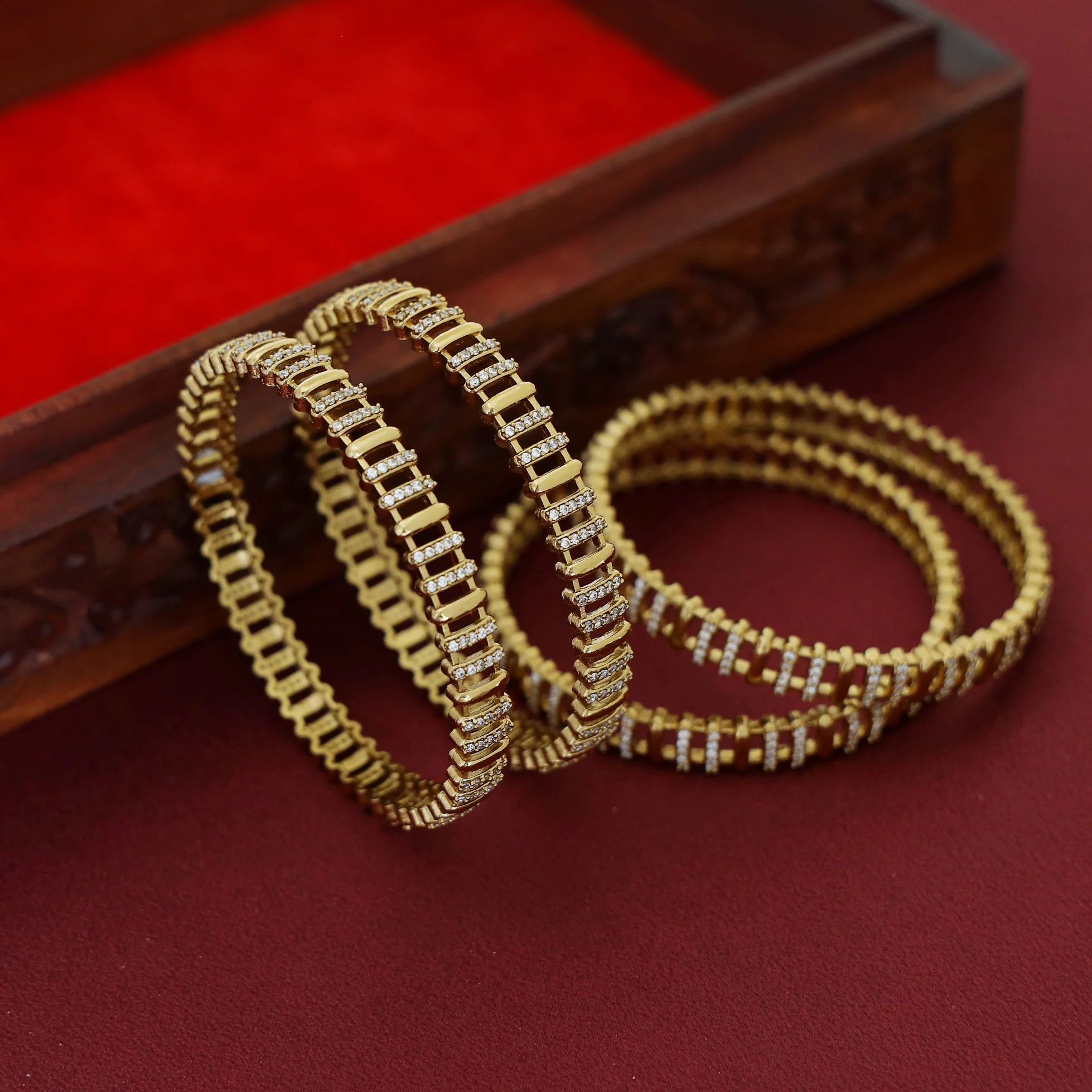 Simran AD Stone Striped Bangle ( Set Of 4 ) - Image 5