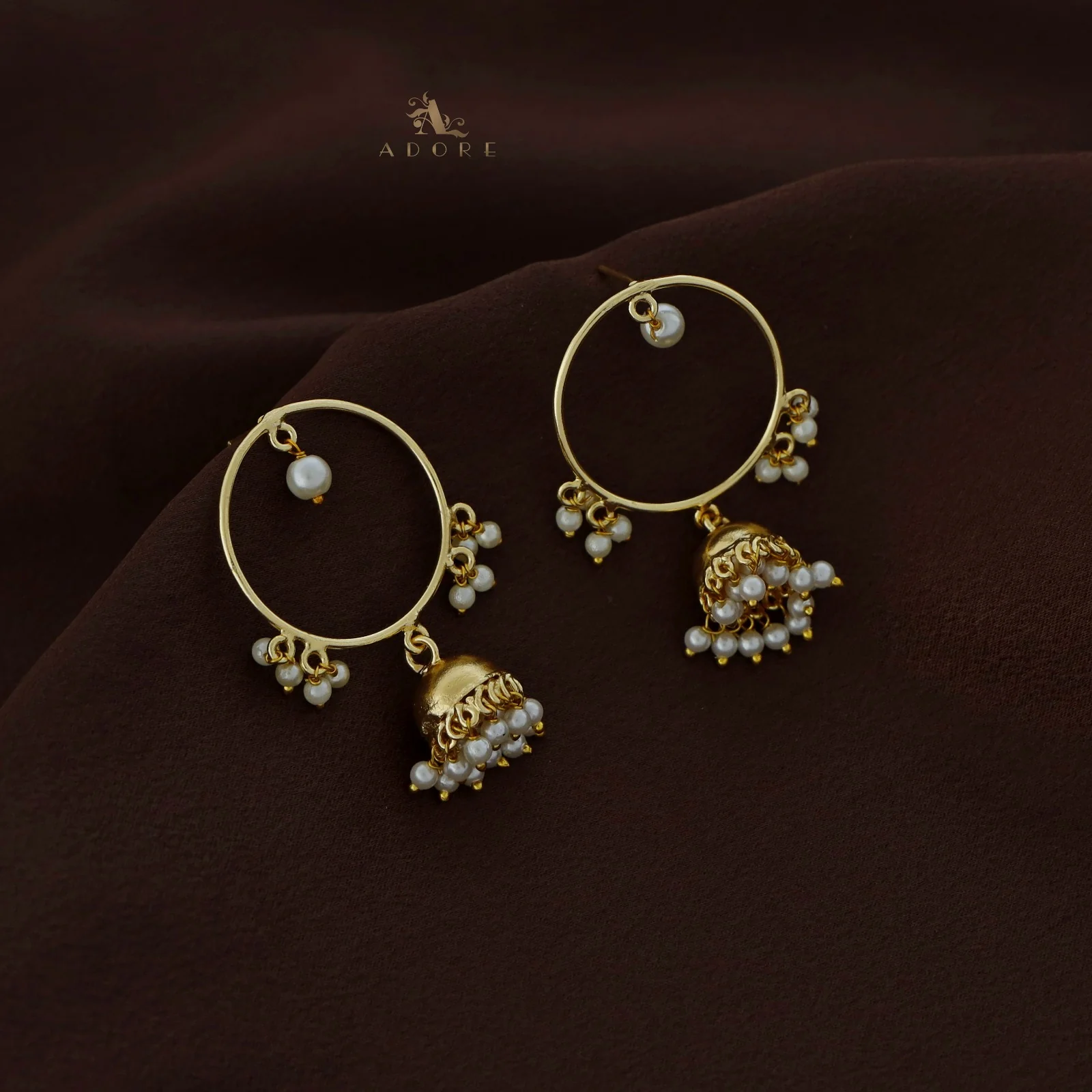 Single Circle Jhumka Pearl Earring - Image 3