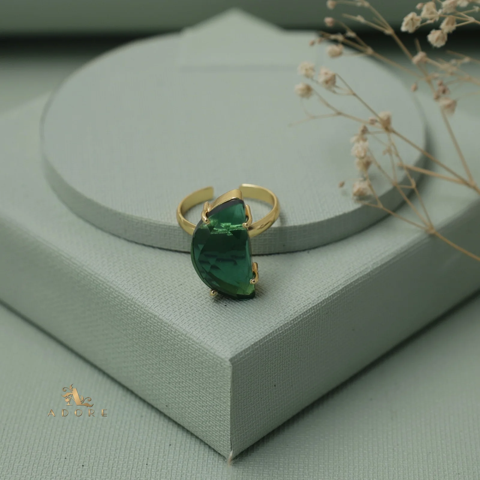 Single Stone Semi Circle Glossy Ring - Image 5