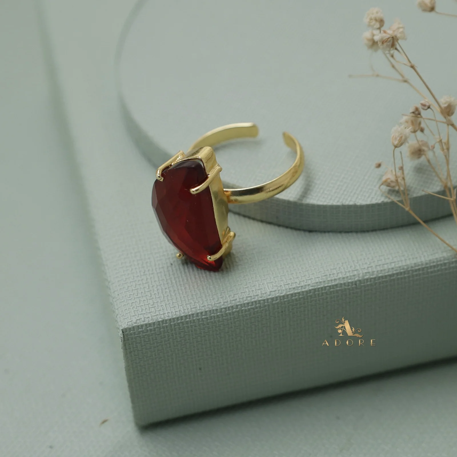 Single Stone Semi Circle Glossy Ring - Image 7