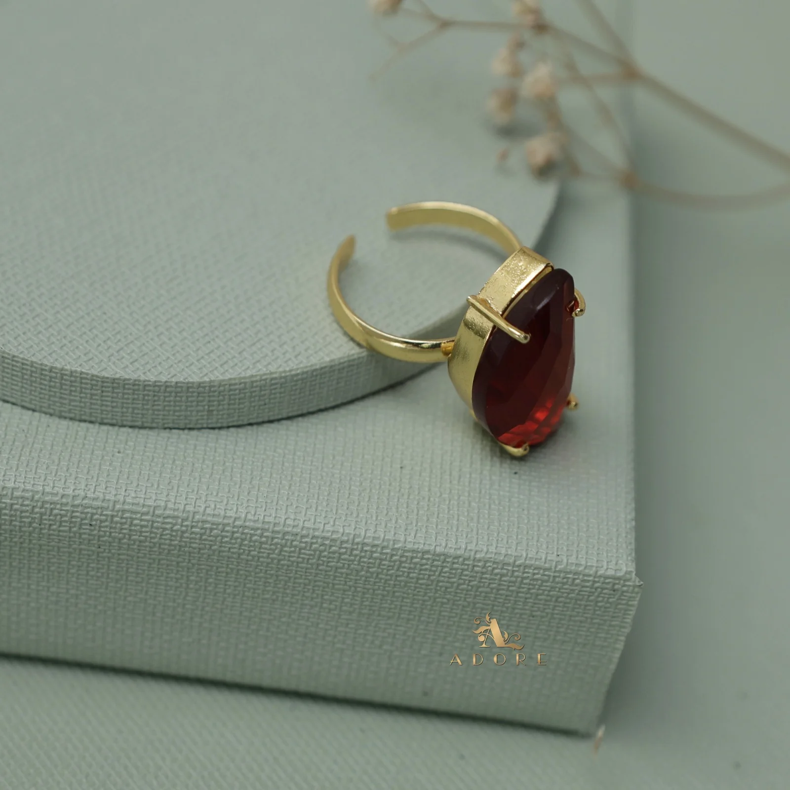 Single Stone Semi Circle Glossy Ring - Image 8