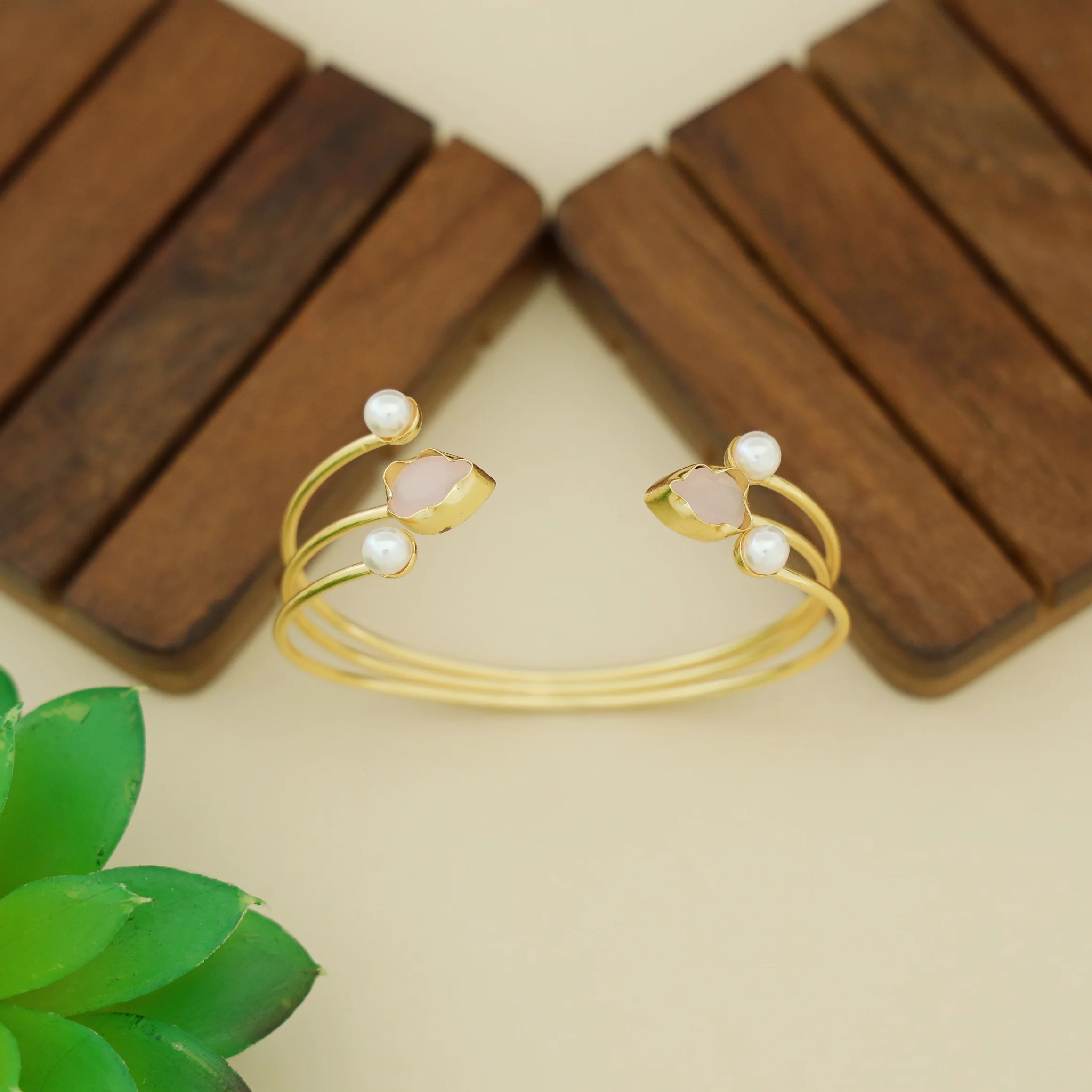 Sivet 3 Layer Dual Pearl Glossy Stone Bangle - Image 7