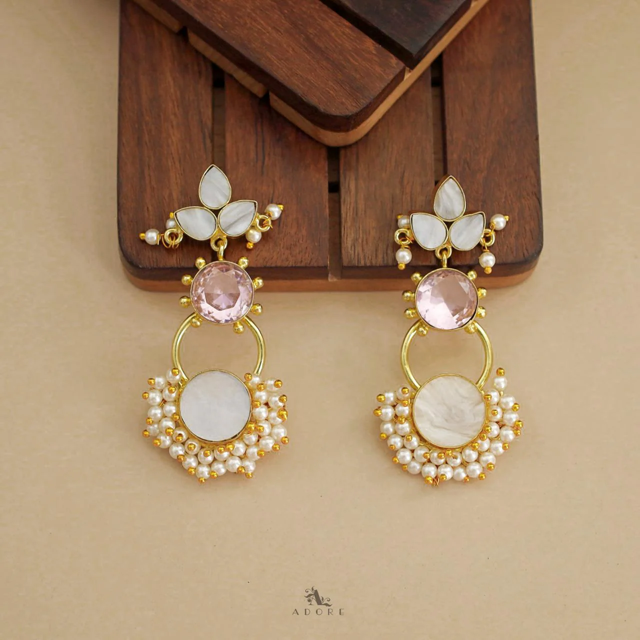 Siya Dotted MOP Cluster Pearl Earring - Image 12