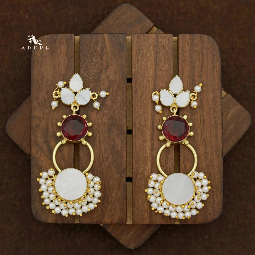 Siya Dotted MOP Cluster Pearl Earring - Image 2