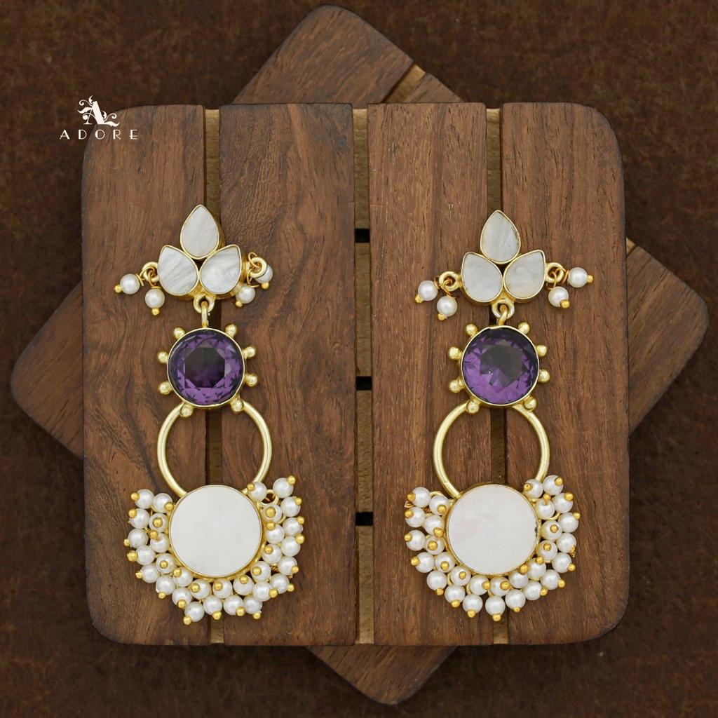 Siya Dotted MOP Cluster Pearl Earring - Image 8