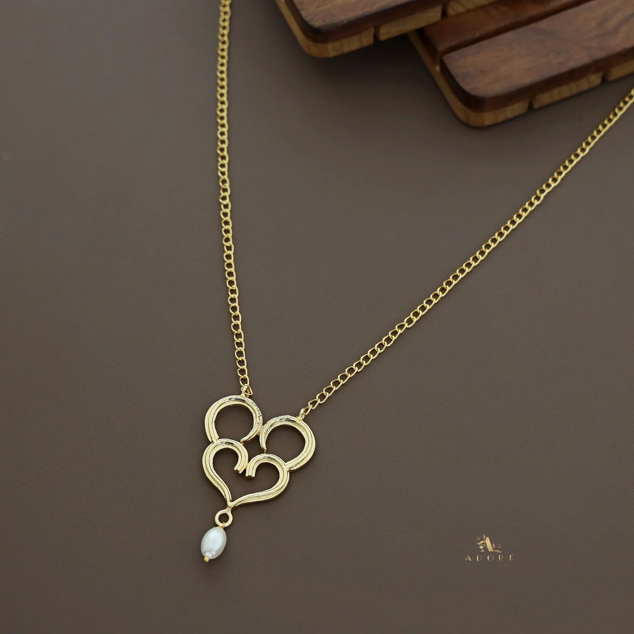 Skyla Double Heart Pearl Neckpiece - Image 3