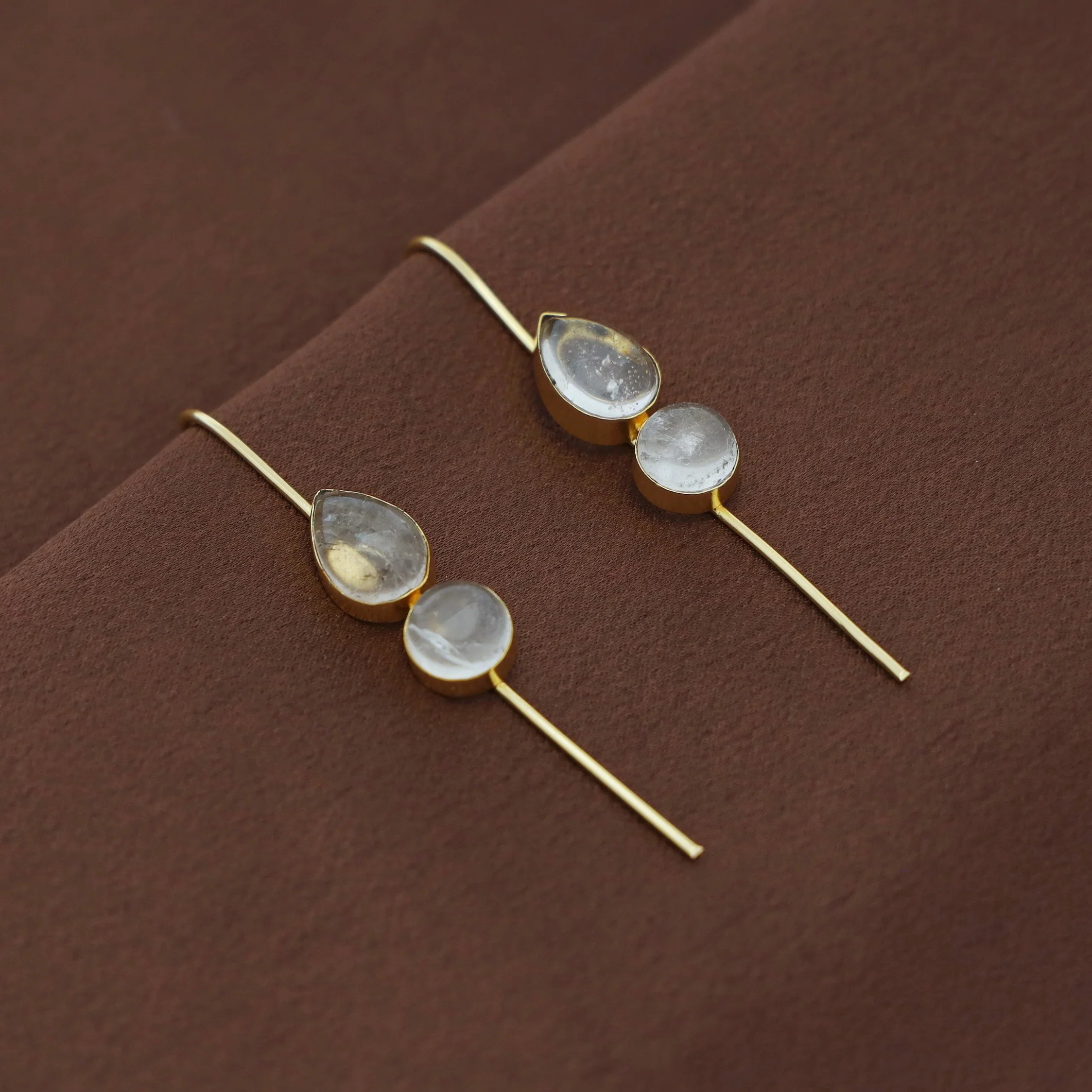 Sravya Golden Drop Circle Natural Stone Ear-Cuff - Image 9