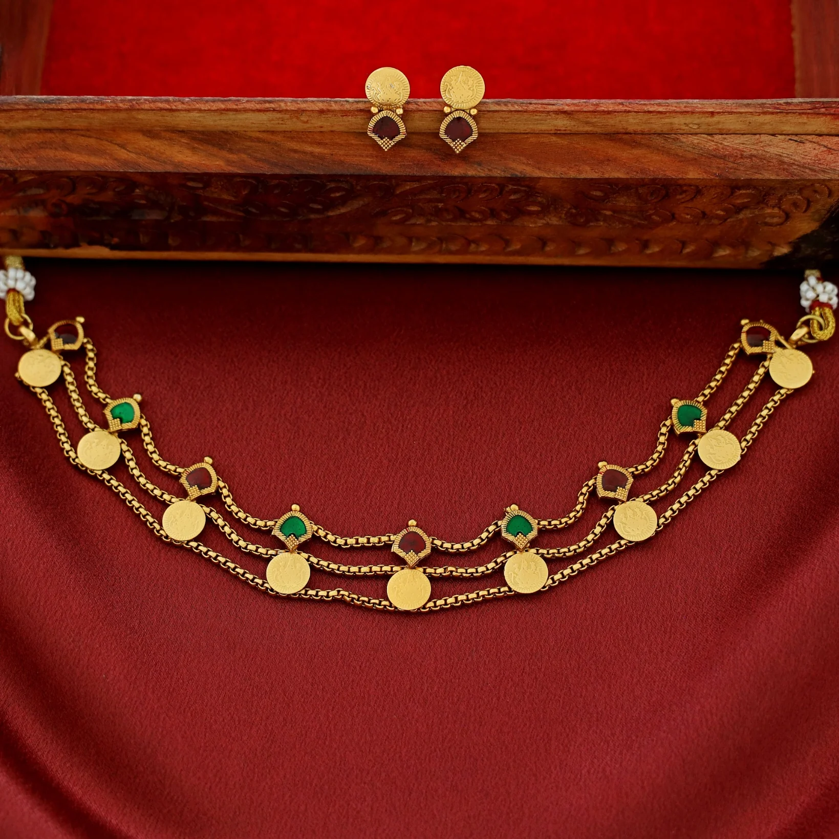 Sree Devi 3 Layer Kashi Palakka Choker With Stud - Image 6