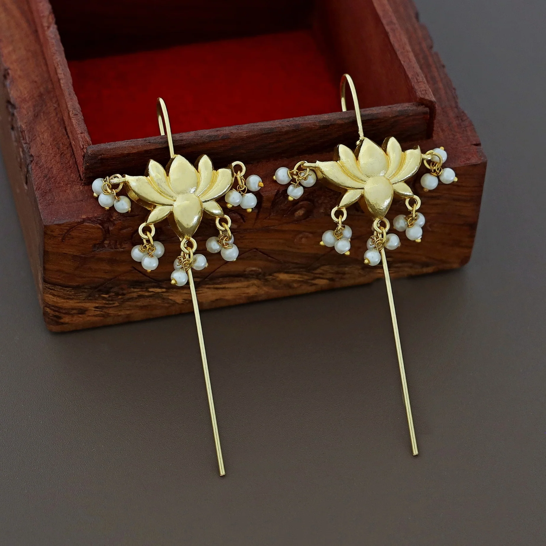 Srinika Lotus Pearl Ear-Cuff (Set Of 2) - Image 3