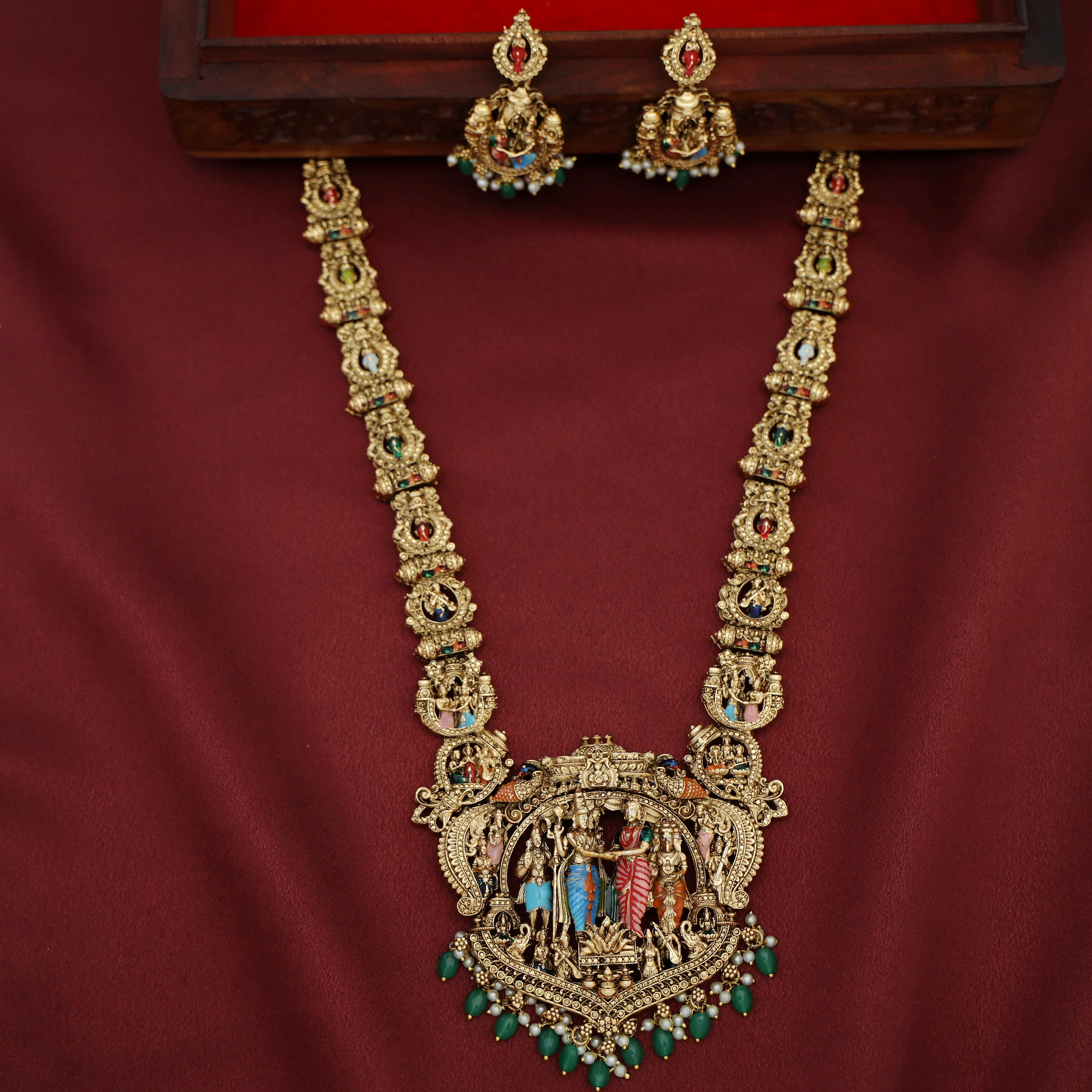 Srinivasa Kalyana Bridal Long Haram With Earring - Image 2