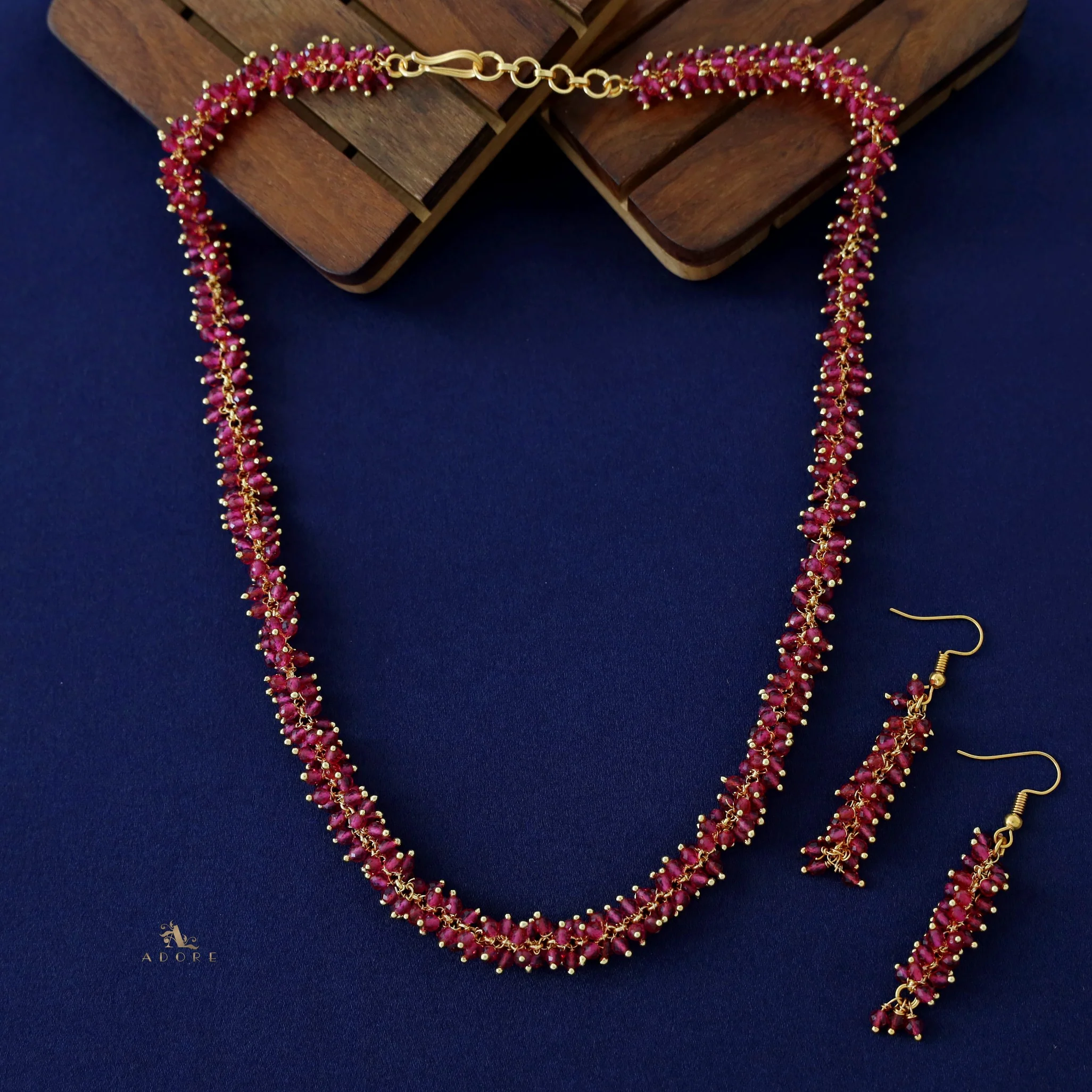 Sukanya Cluster Pearl Beads Neckpiece With Drop - Image 10