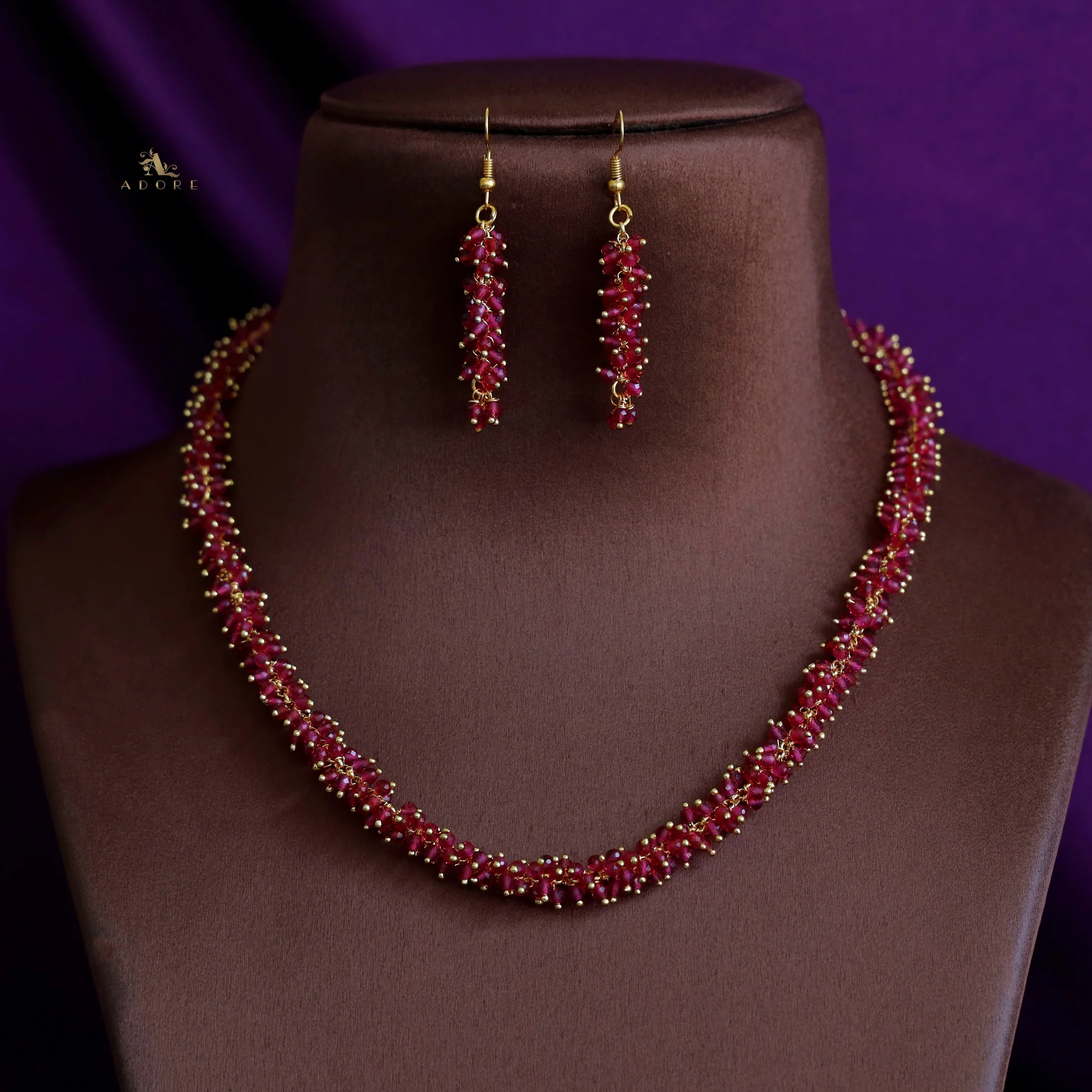 Sukanya Cluster Pearl Beads Neckpiece With Drop - Image 4