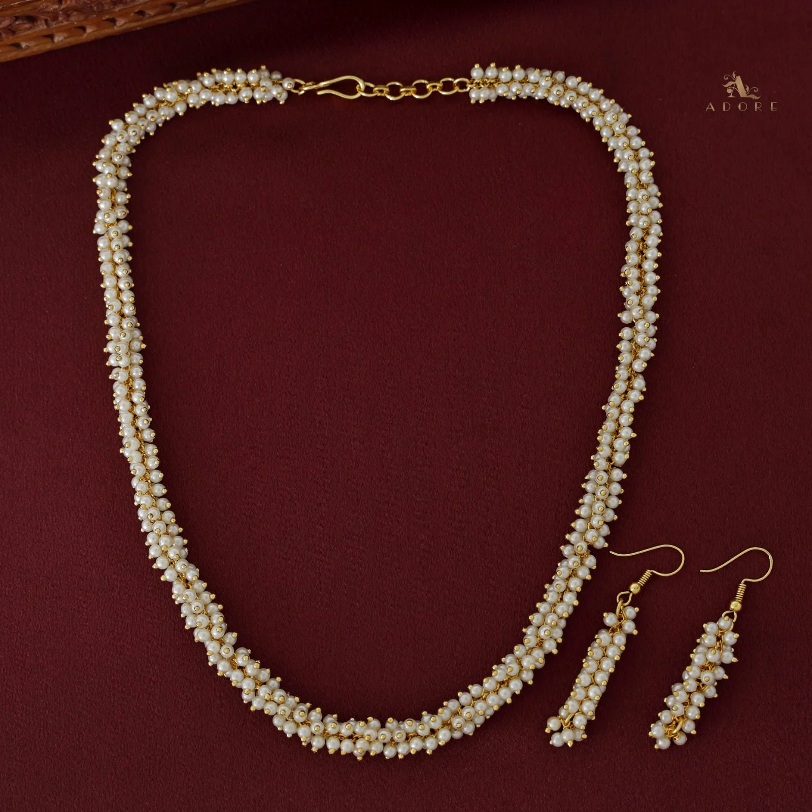Sukanya Cluster Pearl Beads Neckpiece With Drop - Image 5