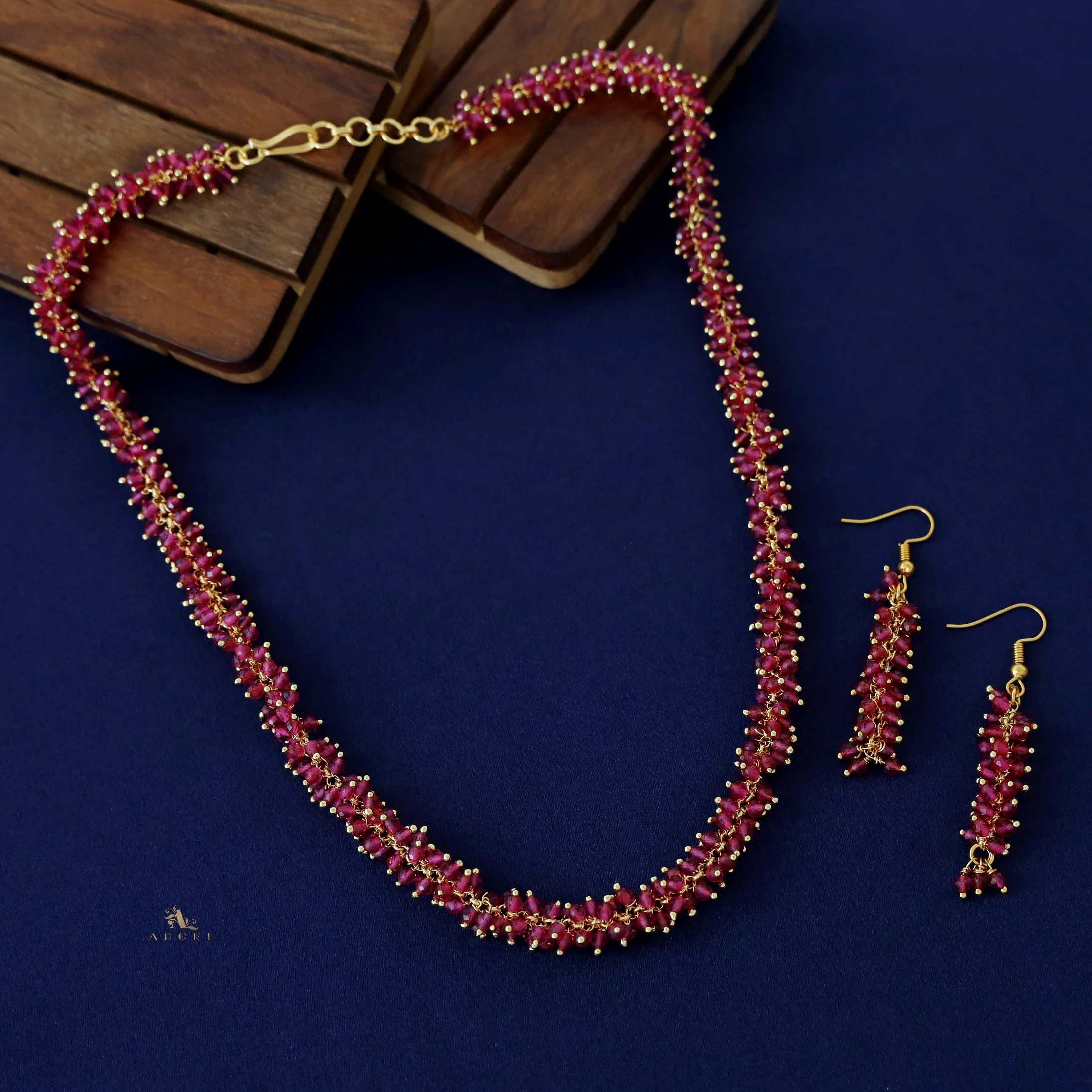 Sukanya Cluster Pearl Beads Neckpiece With Drop - Image 9