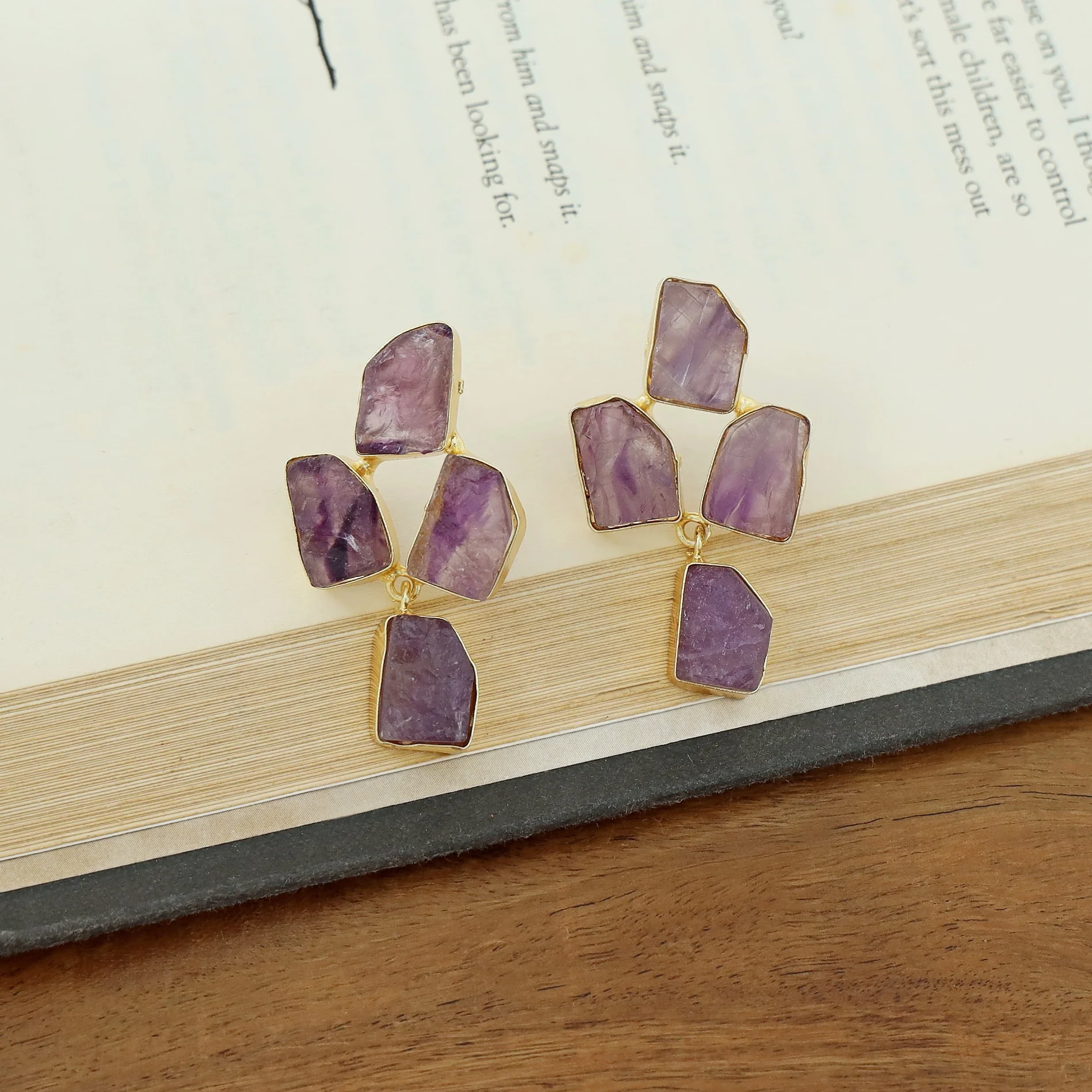 Suzy Golden Tetra Raw Stone Earring - Image 10