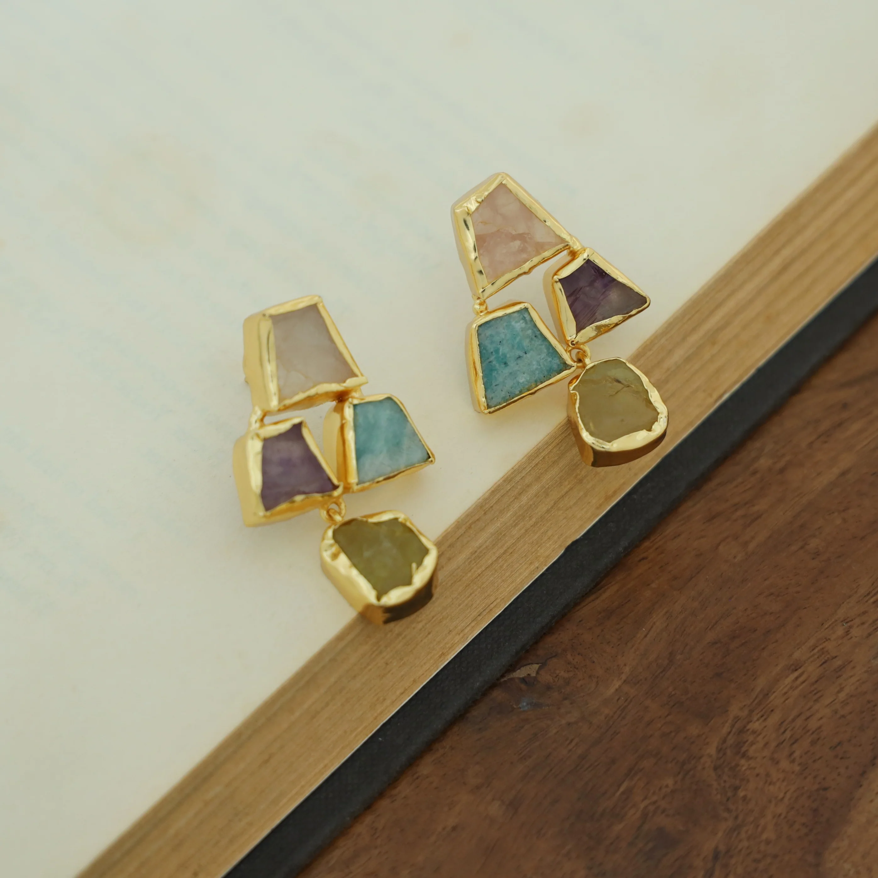 Suzy Golden Tetra Raw Stone Earring - Image 12