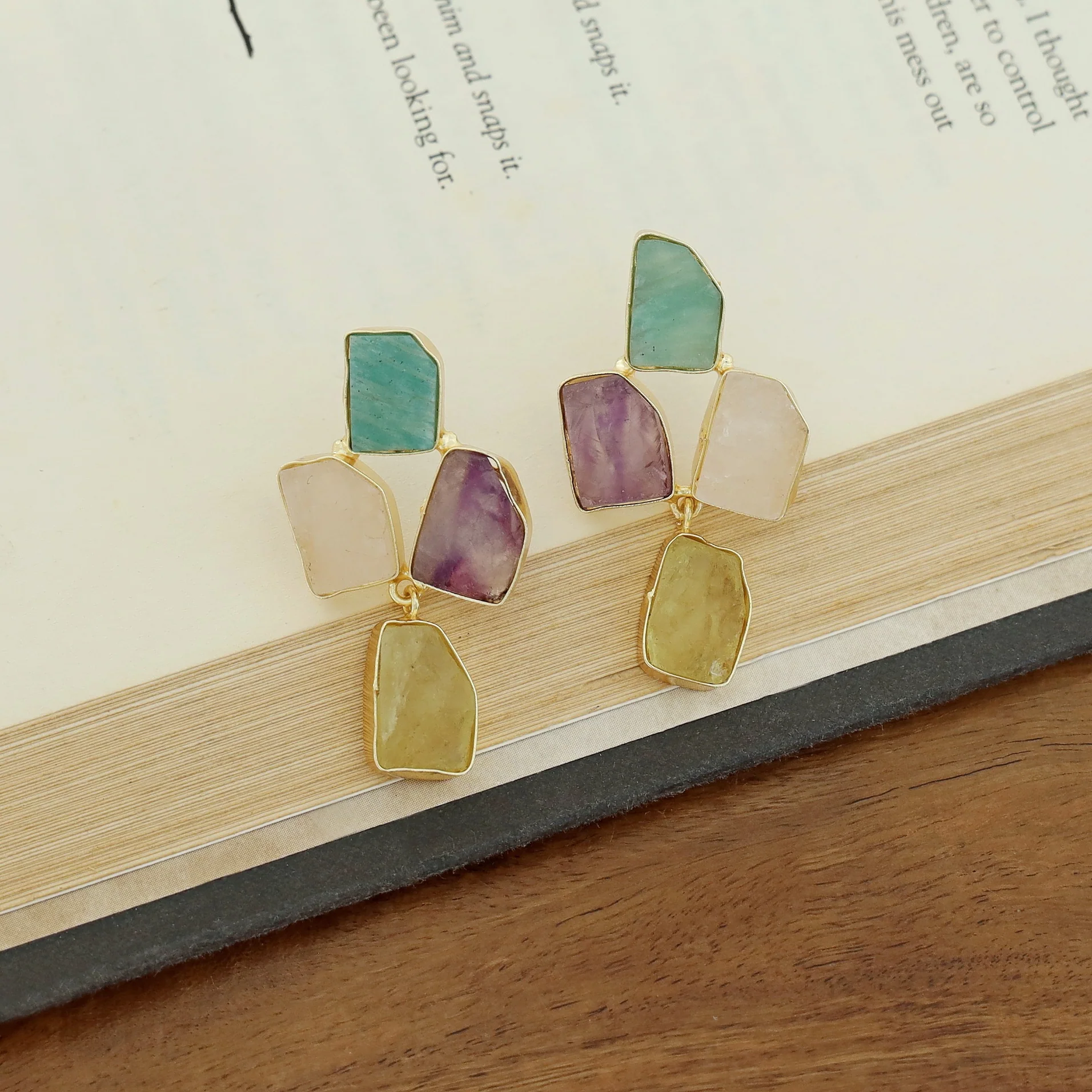 Suzy Golden Tetra Raw Stone Earring - Image 13
