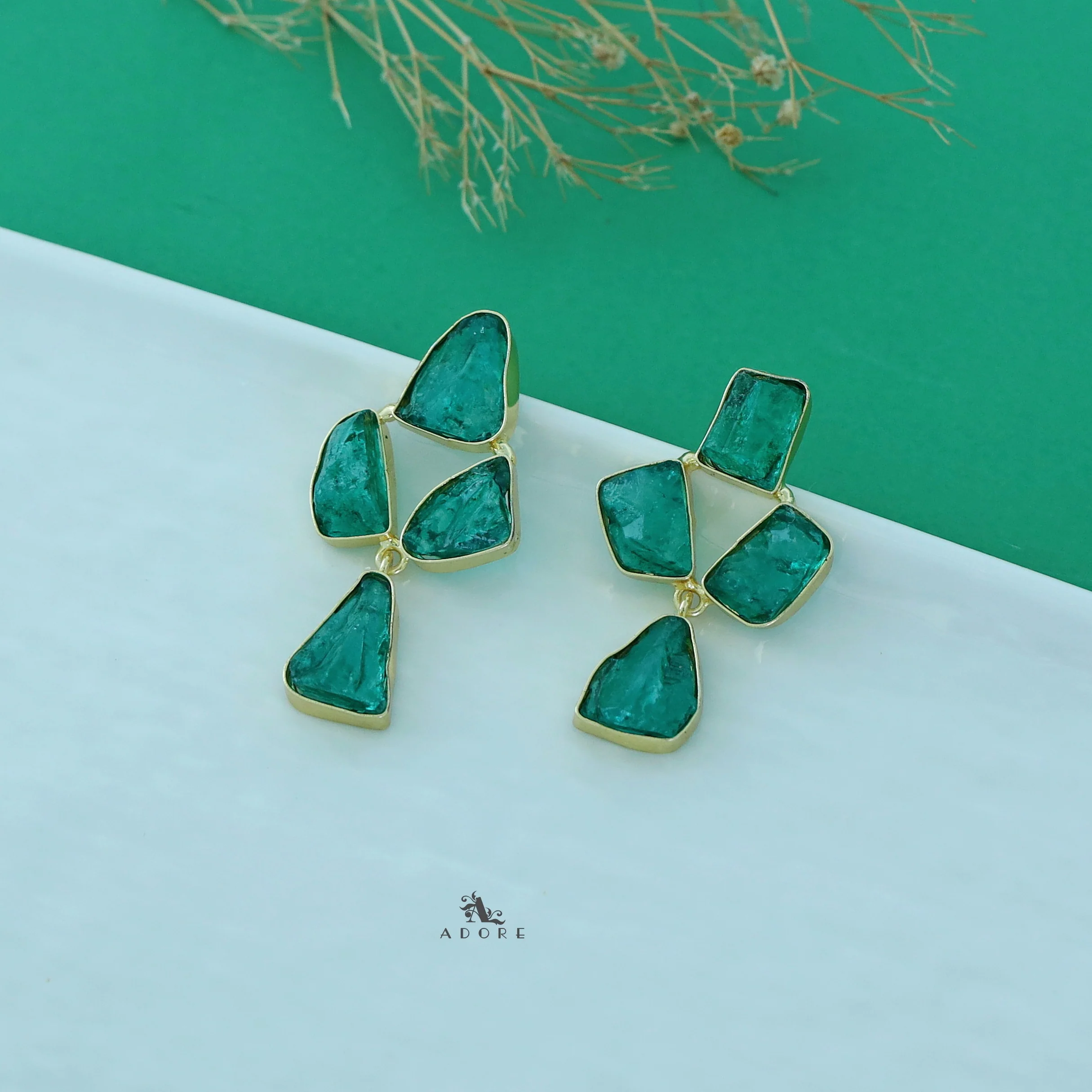 Suzy Golden Tetra Raw Stone Earring - Image 3