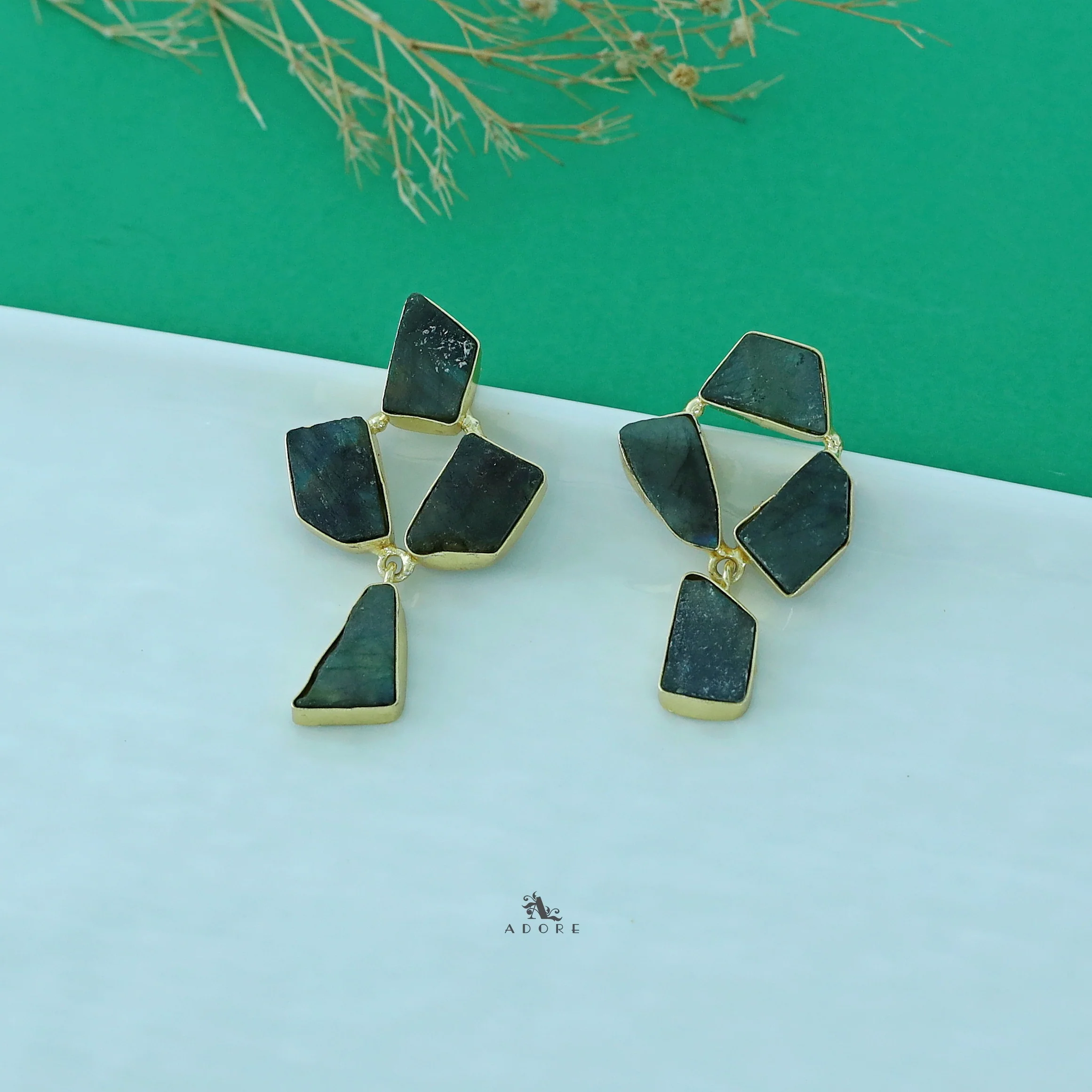 Suzy Golden Tetra Raw Stone Earring - Image 5
