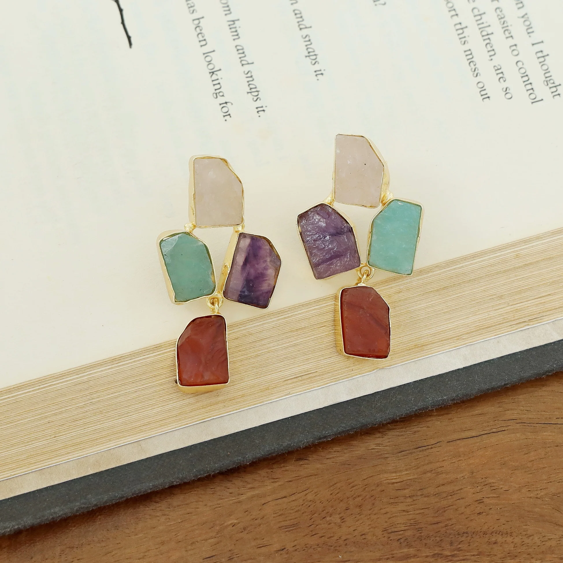Suzy Golden Tetra Raw Stone Earring - Image 8