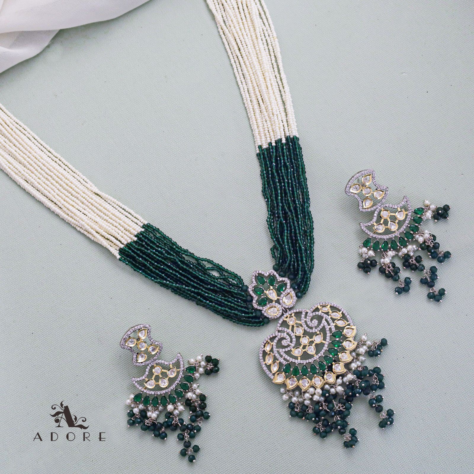 Swaraali Long Neckpiece With Earring - Image 3