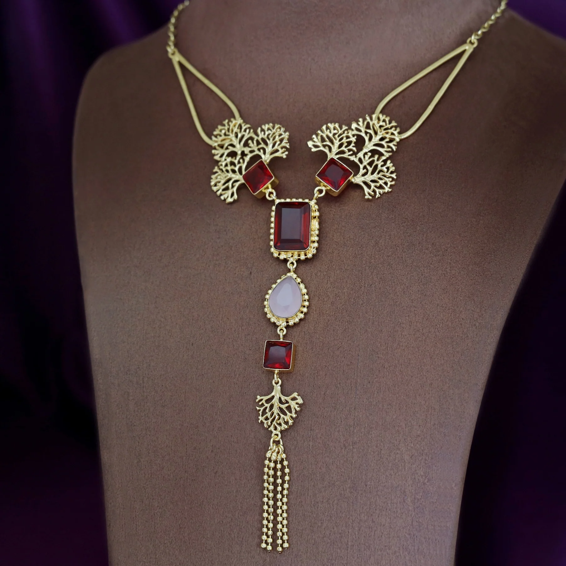Tacey Filgree Glossy Stone Neckpiece - Image 9