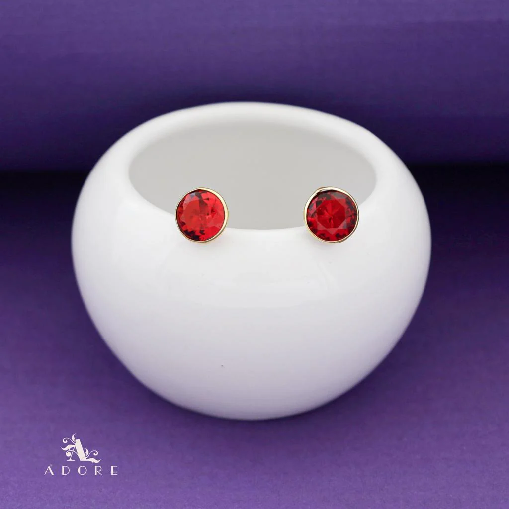 Taina Glossy Round Stone Stud - Image 12