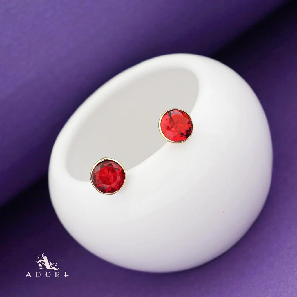 Taina Glossy Round Stone Stud - Image 19