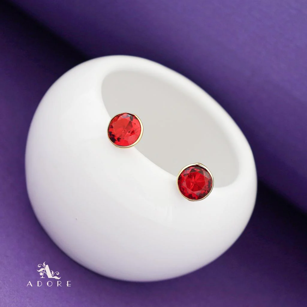 Taina Glossy Round Stone Stud - Image 2