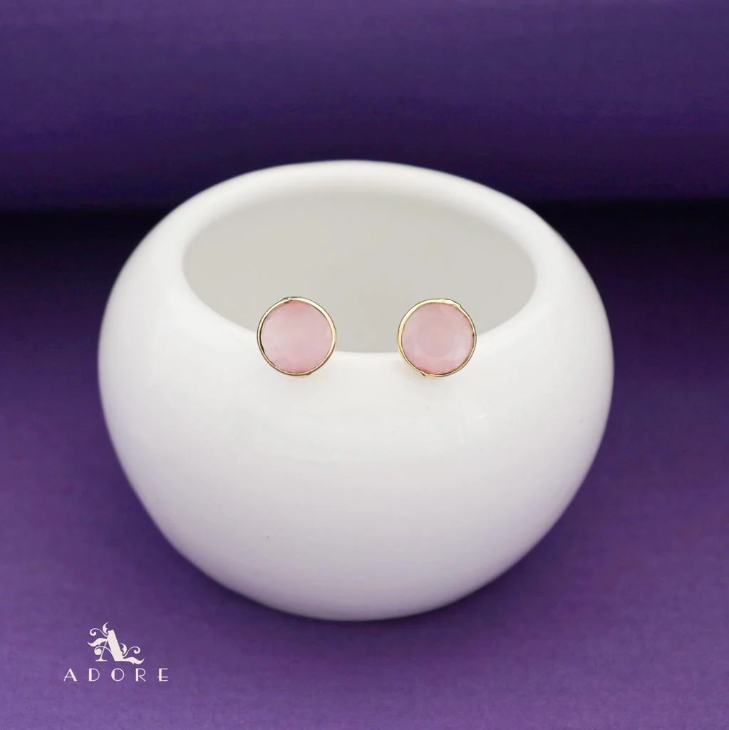 Taina Glossy Round Stone Stud - Image 3