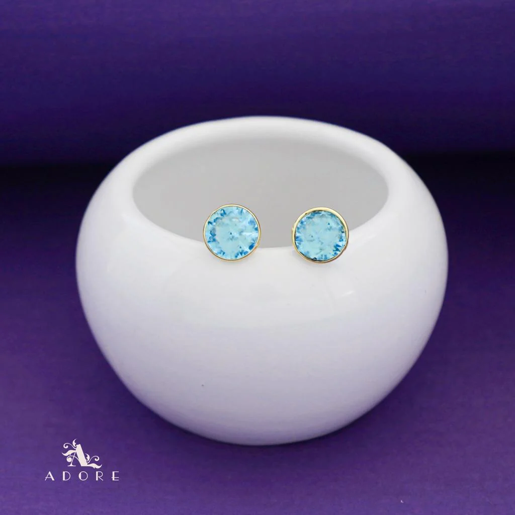 Taina Glossy Round Stone Stud - Image 4