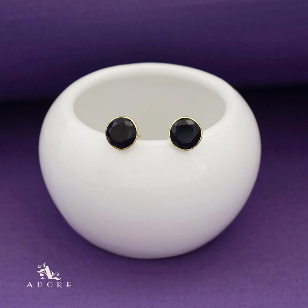 Taina Glossy Round Stone Stud - Image 5