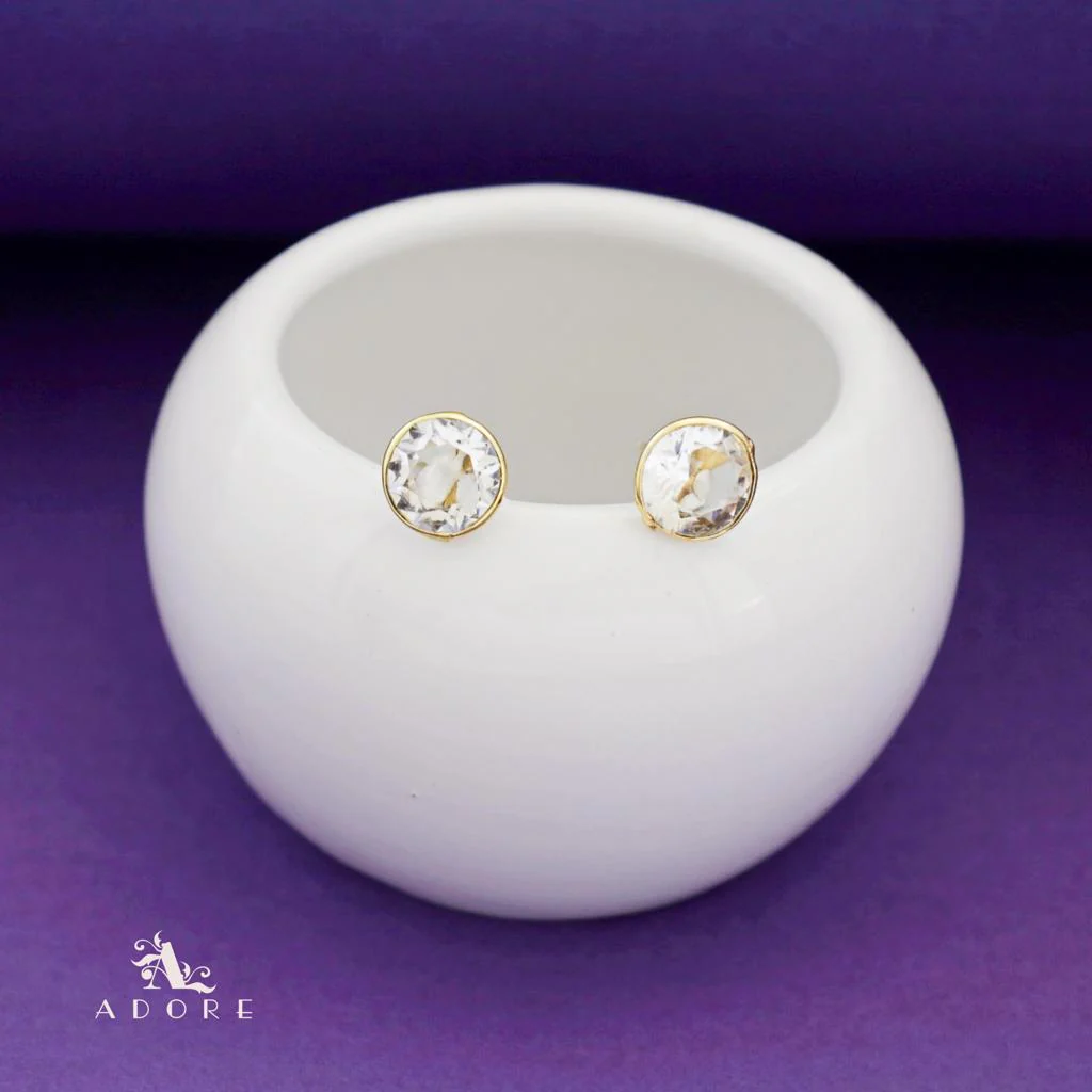 Taina Glossy Round Stone Stud - Image 6