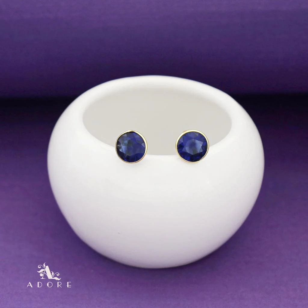 Taina Glossy Round Stone Stud - Image 7