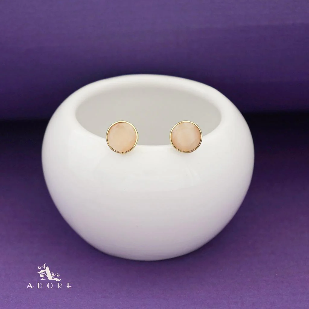 Taina Glossy Round Stone Stud - Image 8