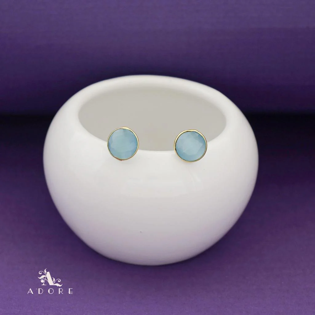 Taina Glossy Round Stone Stud - Image 9
