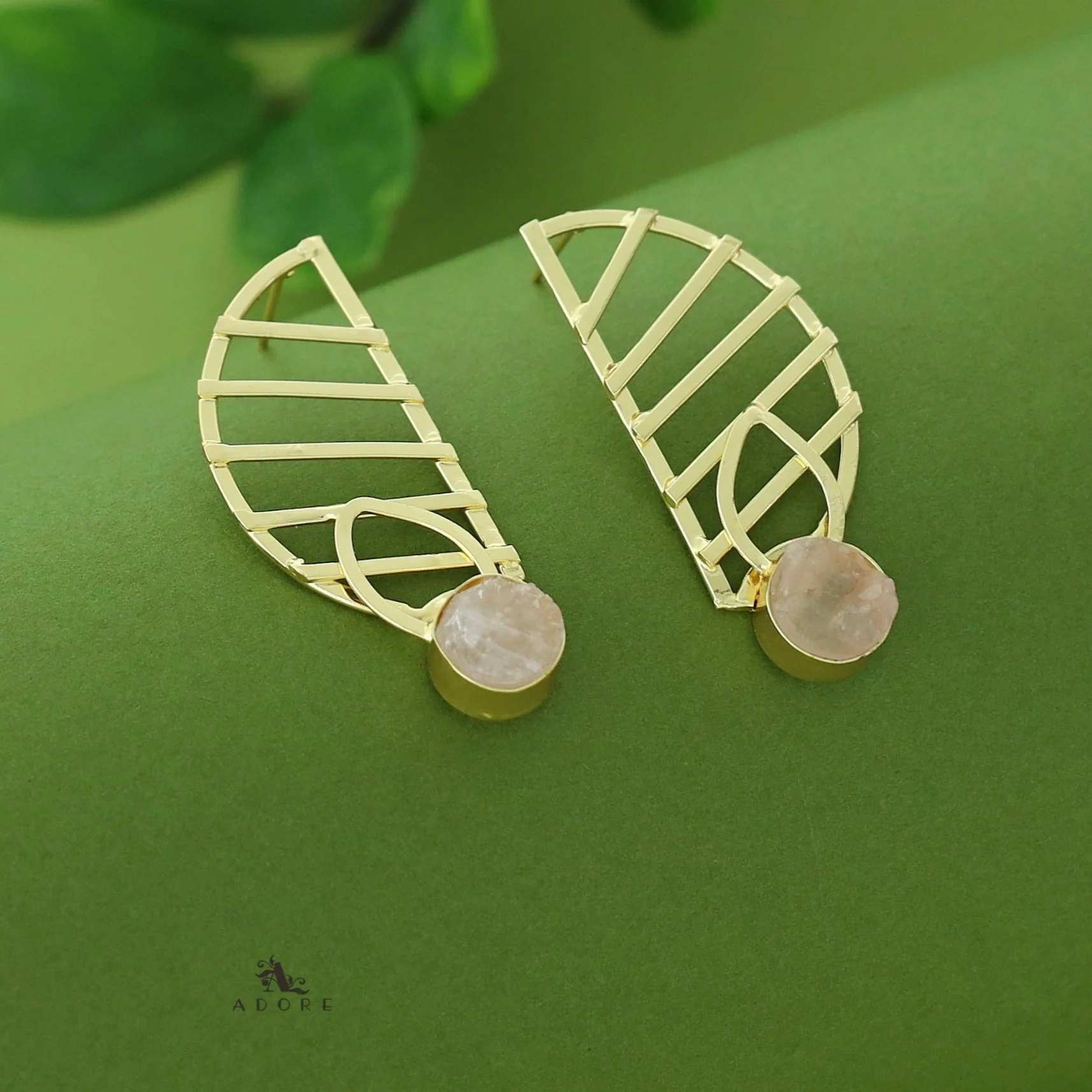 Takshvi Golden Raw Stone Earring - Image 16