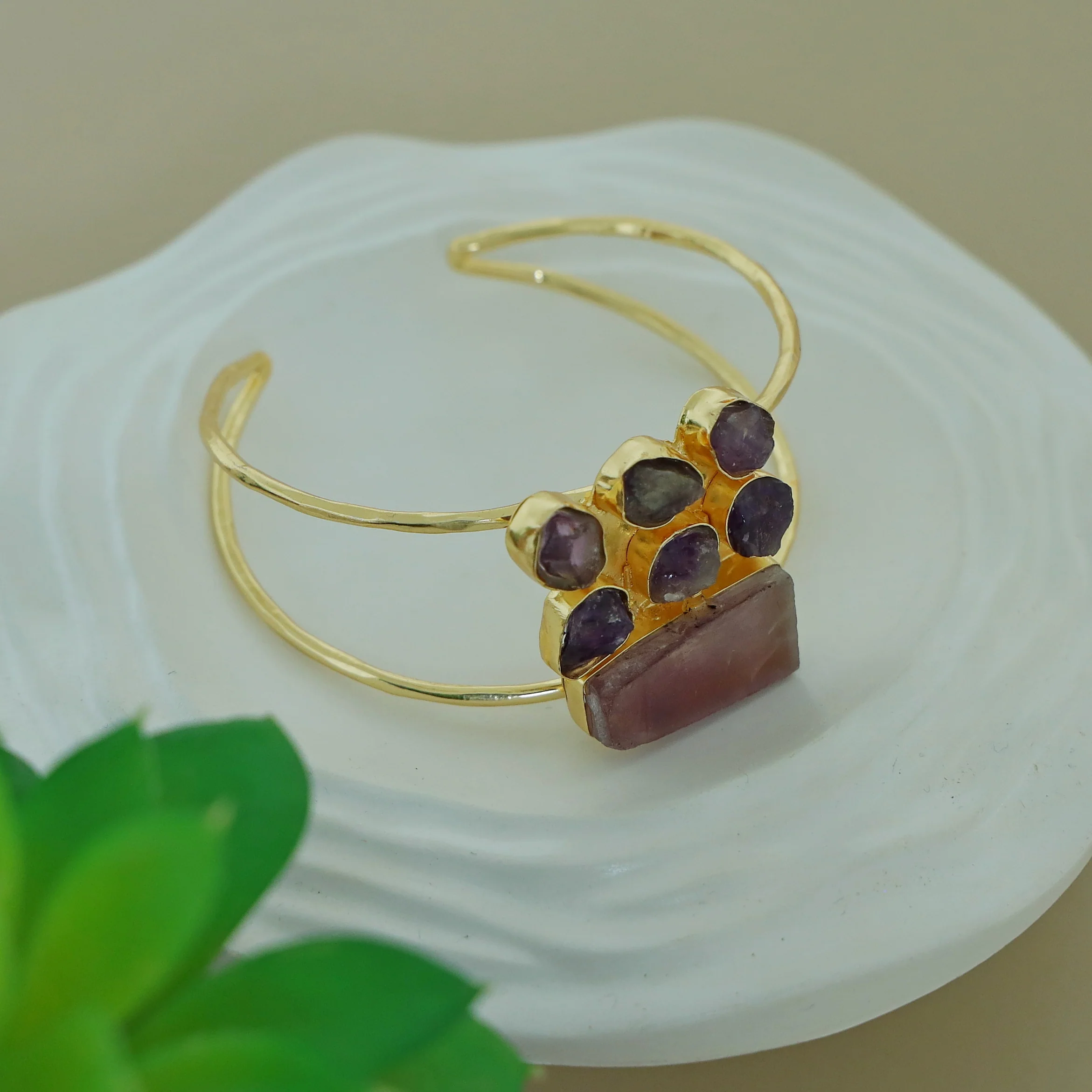 Talita 2 Layer Raw Stone Bangle - Image 2
