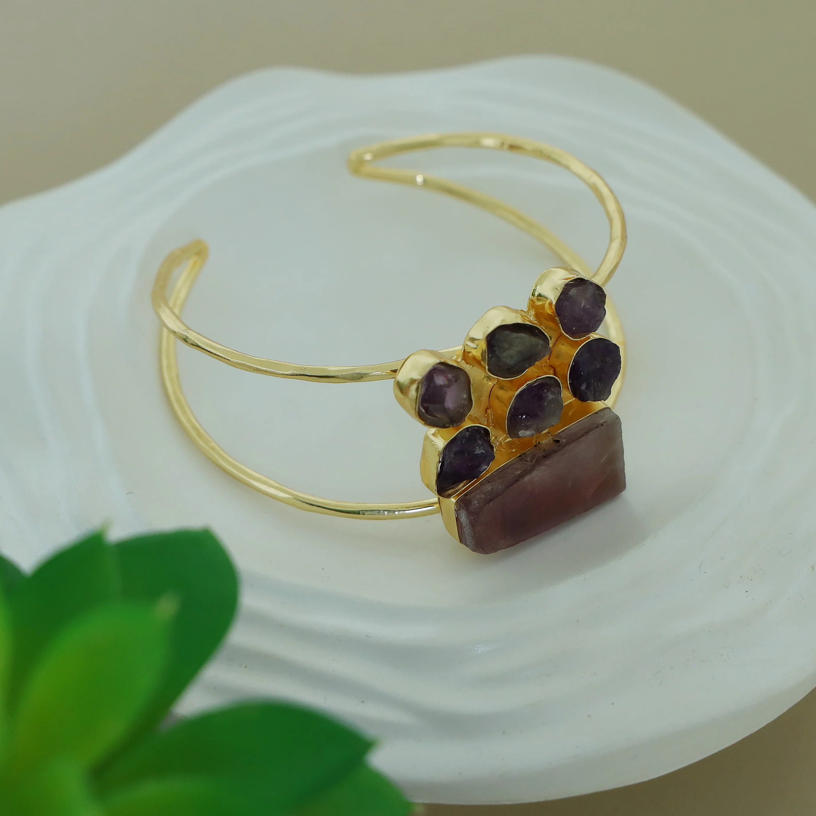 Talita 2 Layer Raw Stone Bangle - Image 4
