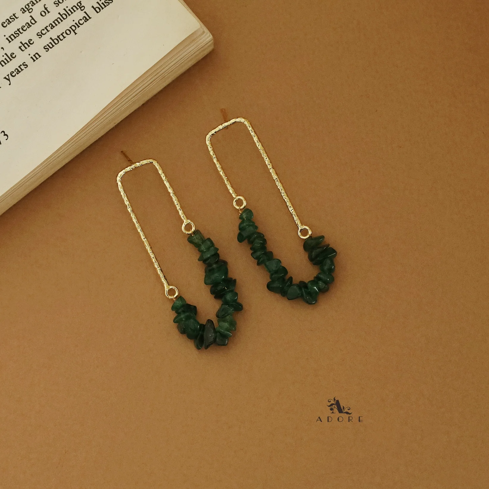 Tamsin Golden Textured Raw Stone Earring - Image 13