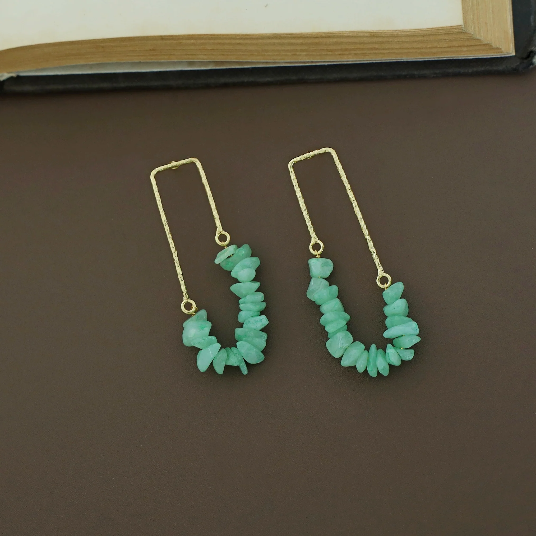 Tamsin Golden Textured Raw Stone Earring - Image 16