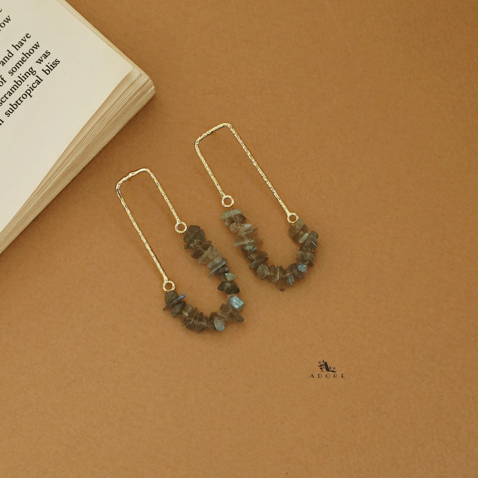 Tamsin Golden Textured Raw Stone Earring - Image 19