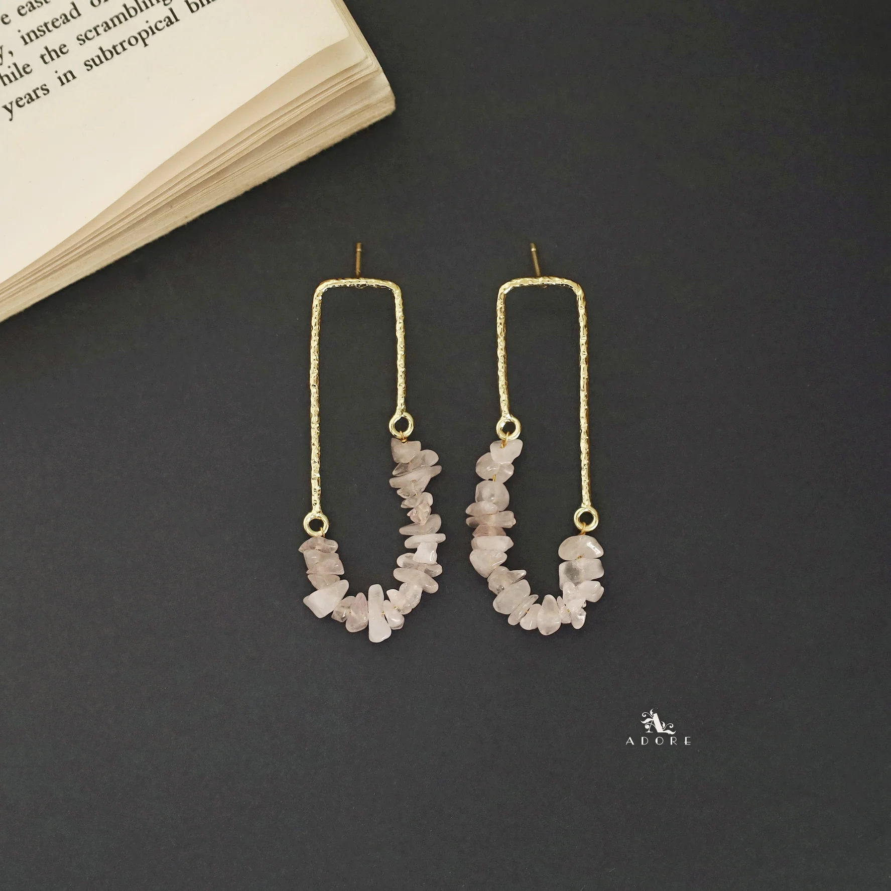 Tamsin Golden Textured Raw Stone Earring - Image 21