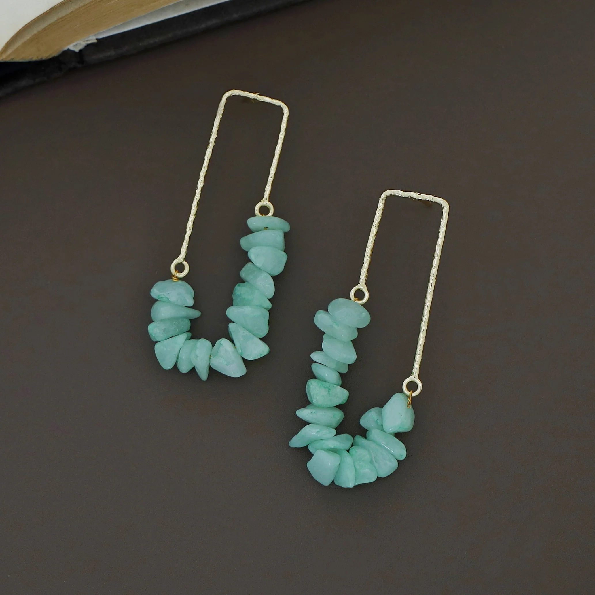 Tamsin Golden Textured Raw Stone Earring - Image 22